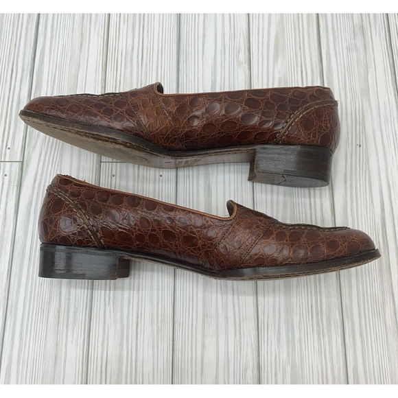 Cole Haan Genuine Caiman Crocodile Brown Loafer Slip‎ On Shoes 7.5 N main image 6